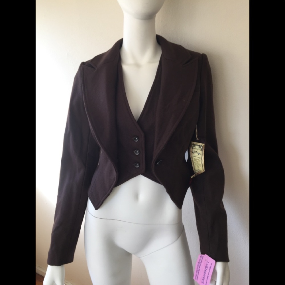 NWT Fillmore brown wool blazer w/faux vest
